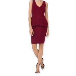 Aritzia Babaton peplum Bodycon Dress burgundy